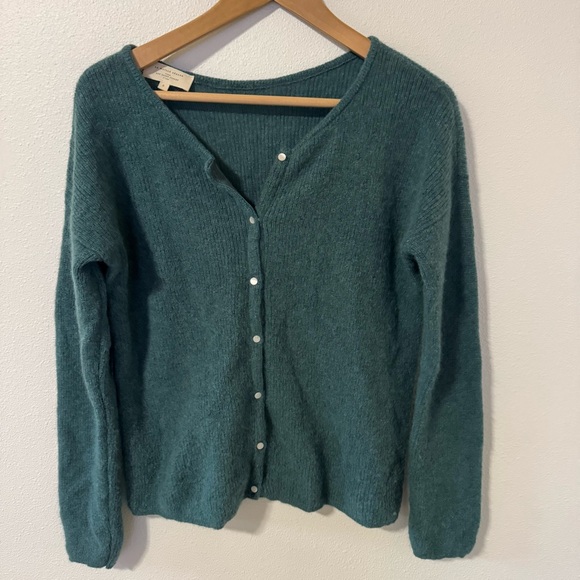 Sézane Gaspard Cardigan Sage Green Button Mohair Alpaca Reversible-Small - Picture 2 of 11